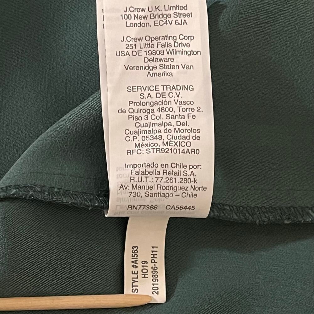 J. Crew Green Ruffle Neck Long Sleeve Blouse XL - Picture 9 of 11